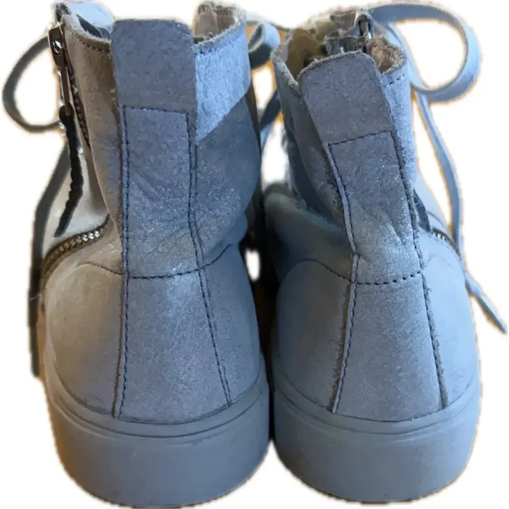 Blackstone Women's High-Top Sneakers Blue Side Zip‎ Lace-Up $195 MSRP EU Size 40